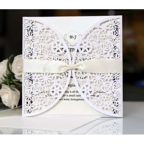 Square Invitation White Laser Card Wedding Decoration Slap-up Invitation Card 